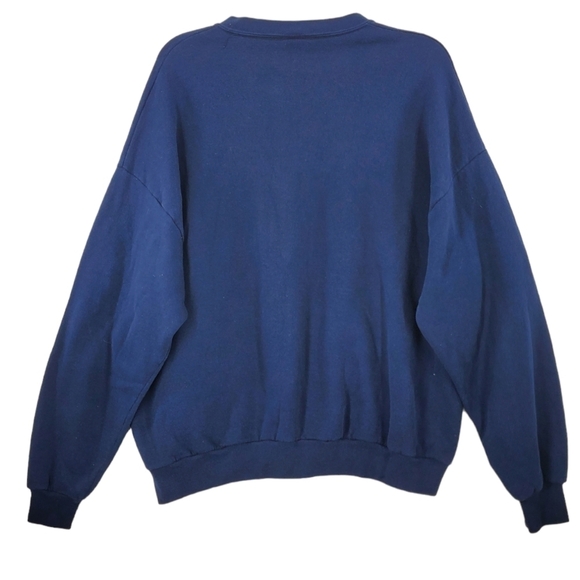 Vtg Y2K Jerzees Russell Navy Sweatshirt Mens 3XL Blank Heavyweight Normcore USA - Picture 9 of 9